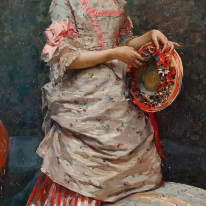 Aline Che Tiene Un Cappello Raimundo de Madrazo y Garreta rmg4 quadro stampato su tela