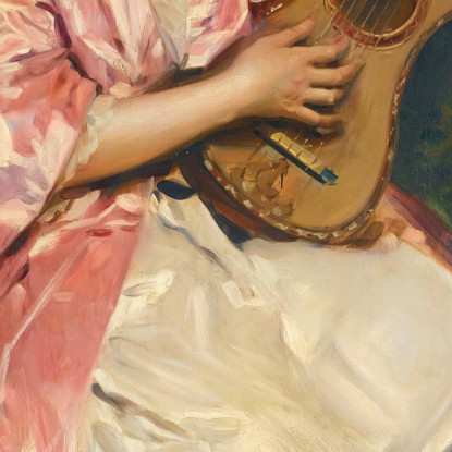 Aline Con La Chitarra Raimundo de Madrazo y Garreta rmg7 quadro stampato su tela