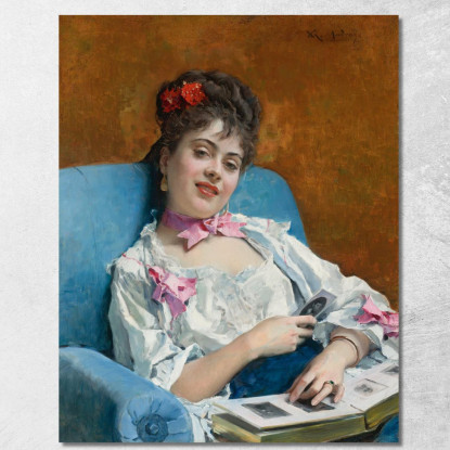 Aline Album Di Famiglia Aline Riflessioni Raimundo de Madrazo y Garreta rmg8 quadro stampato su tela