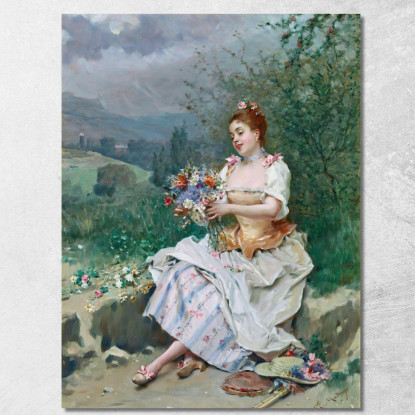 Il Mazzo Di Fiori Raimundo de Madrazo y Garreta rmg16 quadro stampato su tela