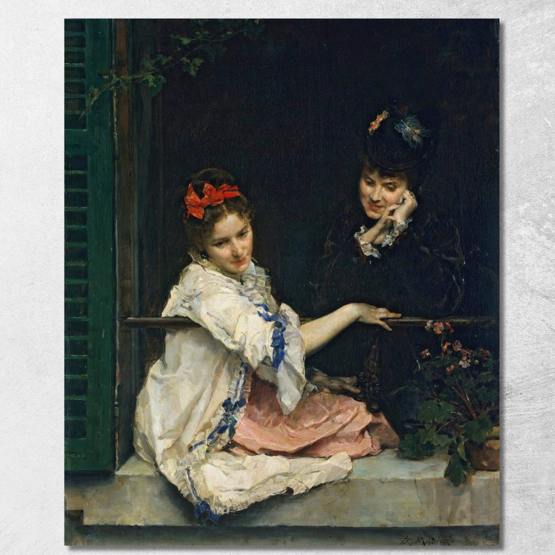 Ragazze Alla Finestra Raimundo de Madrazo y Garreta rmg18 quadro stampato su tela Ragazze Alla Finestra Raimundo de Madrazo y Garreta rmg18 quadro stampato su tela