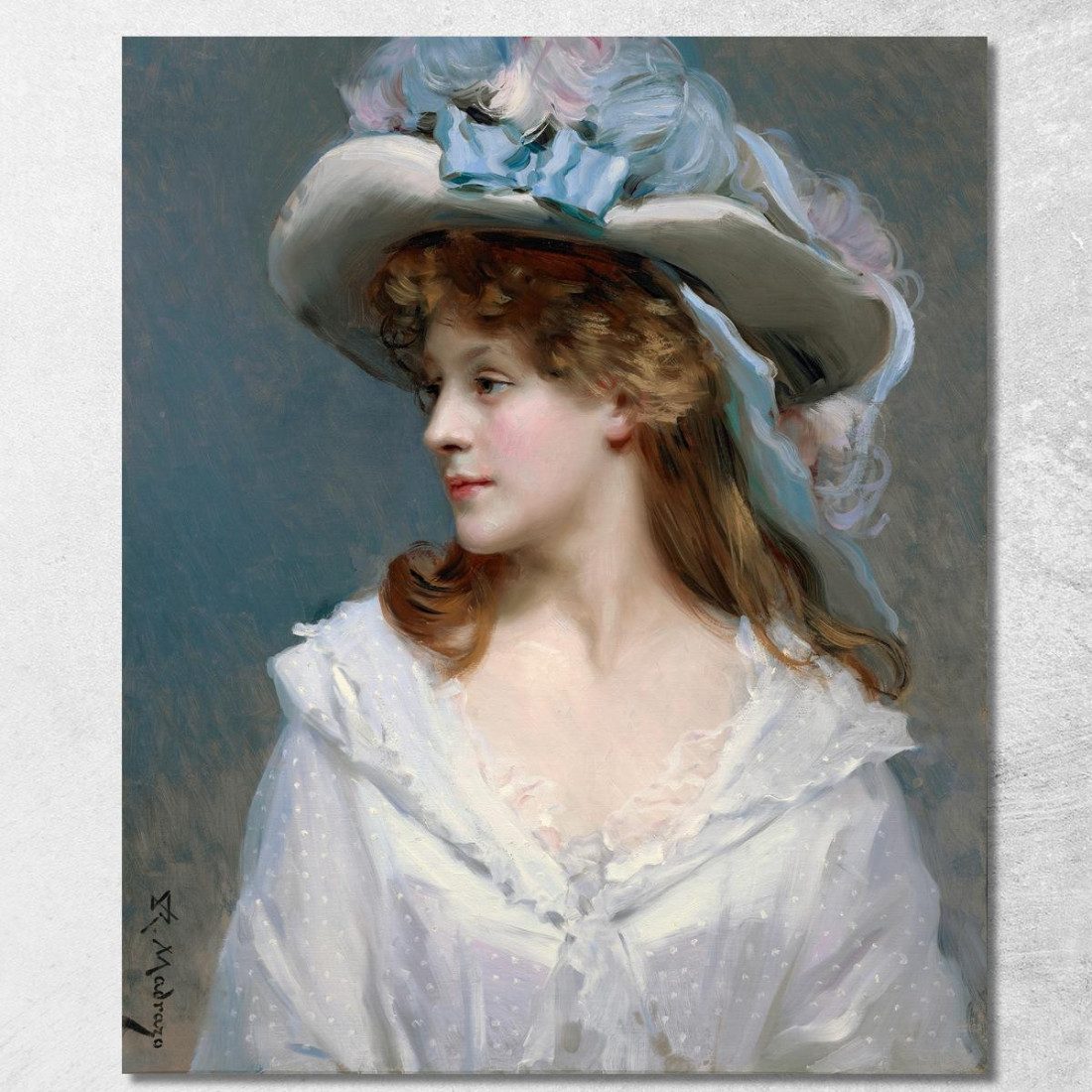 Donna In Bianco Raimundo de Madrazo y Garreta rmg43 quadro stampato su tela Donna In Bianco Raimundo de Madrazo y Garreta rmg43 quadro stampato su tela