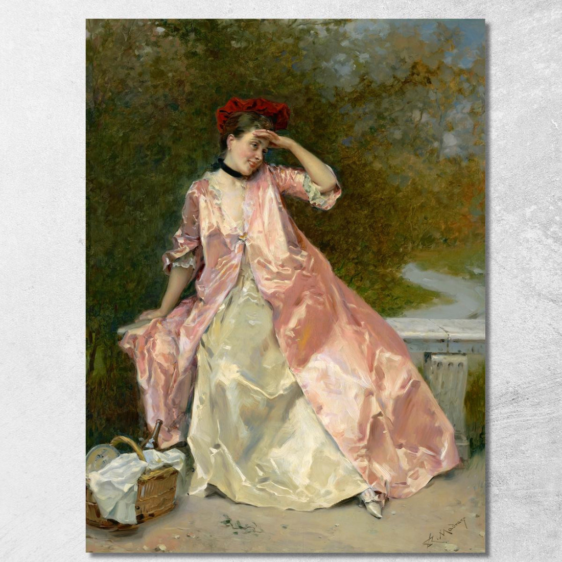 Donna Con Un Cestino Da Picnic Raimundo de Madrazo y Garreta rmg46 quadro stampato su tela Donna Con Un Cestino Da Picnic Raimundo de Madrazo y Garreta rmg46 quadro stampato su tela