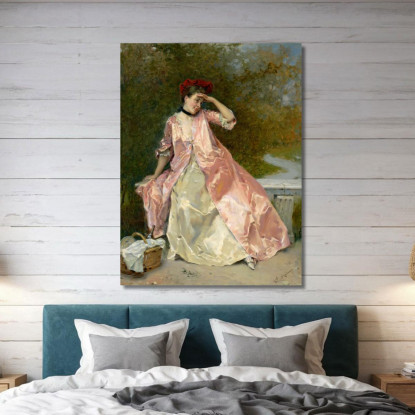 Donna Con Un Cestino Da Picnic Raimundo de Madrazo y Garreta rmg46 quadro stampato su tela