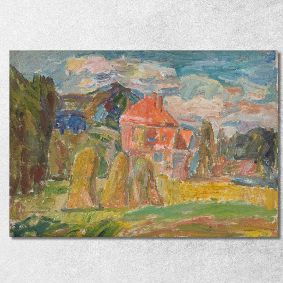 Paesaggio Con Una Casa Rossa Sasza Blonder sbl11 quadro stampato su tela Paesaggio Con Una Casa Rossa Sasza Blonder sbl11 quadro stampato su tela