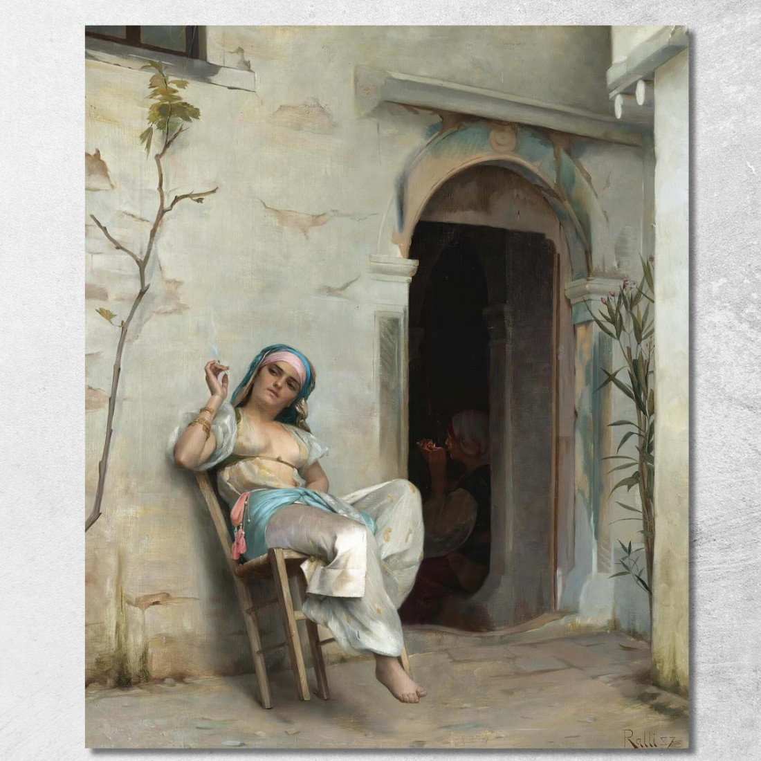 Donna Turca Che Fuma Theodoros Ralli trl39 quadro stampato su tela Donna Turca Che Fuma Theodoros Ralli trl39 quadro stampato su tela