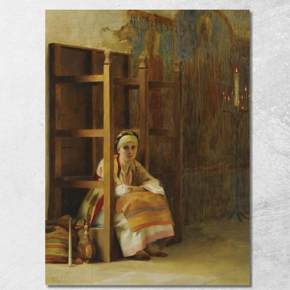 Giovane Ragazza In Una Chiesa Greca Theodoros Ralli trl42 quadro stampato su tela Giovane Ragazza In Una Chiesa Greca Theodoros Ralli trl42 quadro stampato su tela