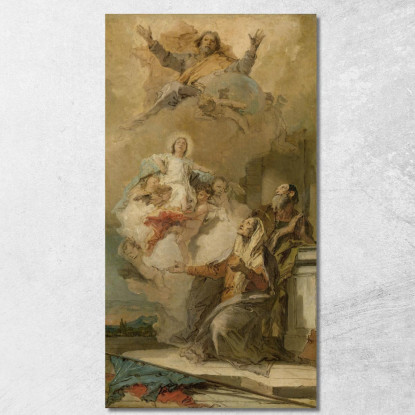 L'Immacolata Concezione Gioacchino E Anna Ricevono La Vergine Maria Da Dio Padre Giovanni Battista Tiepolo quadro stampato su te