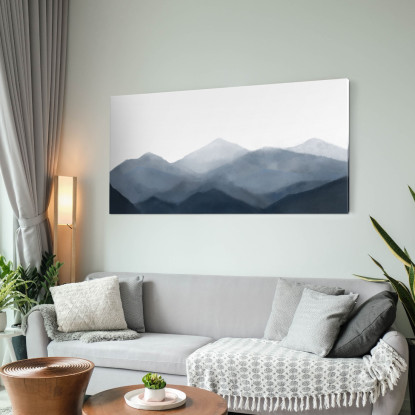 Quadro Paesaggio Astratto Catena Montuosa Nebbiosa Arte Paesaggio Sereno Blu E Grigio abl1 quadro stampato su tela