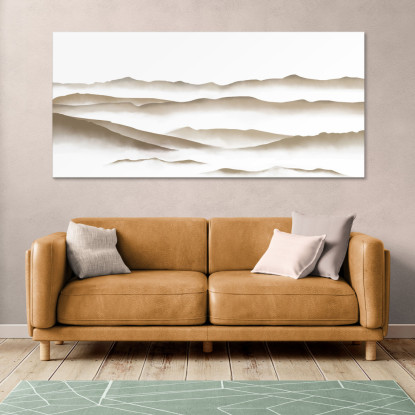 Quadro Paesaggio Astratto Paesaggio Montuoso Nebbioso Beige E Bianco Minimalista abl15 quadro stampato su tela