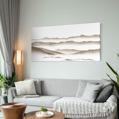 Quadro Paesaggio Astratto Paesaggio Montuoso Nebbioso Beige E Bianco Minimalista abl15 quadro stampato su tela