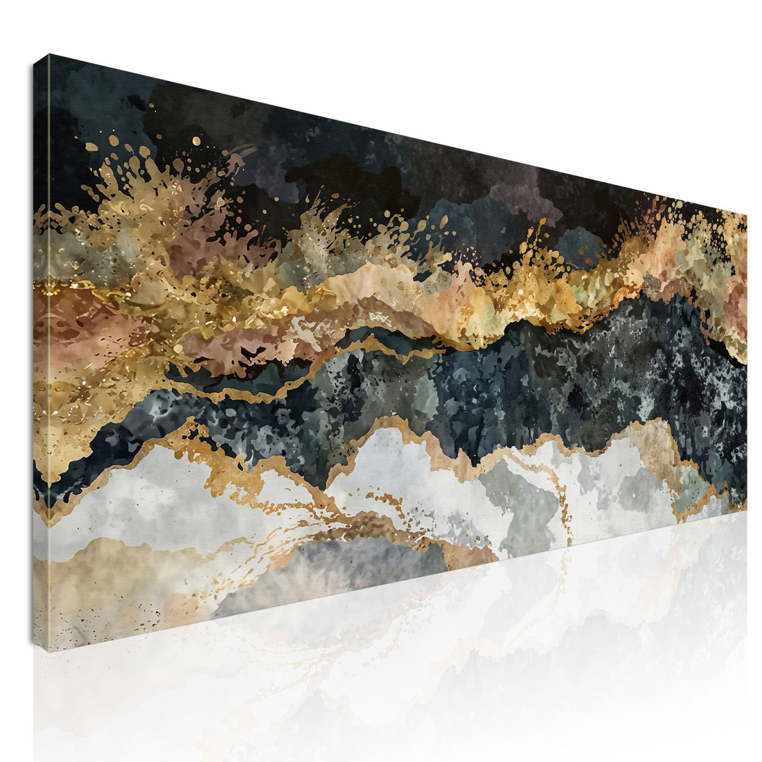 Quadro Forme Astratte Onde Dorate Al Tramonto absh33 quadro stampato su tela Quadro Forme Astratte Onde Dorate Al Tramonto absh33 quadro stampato su tela