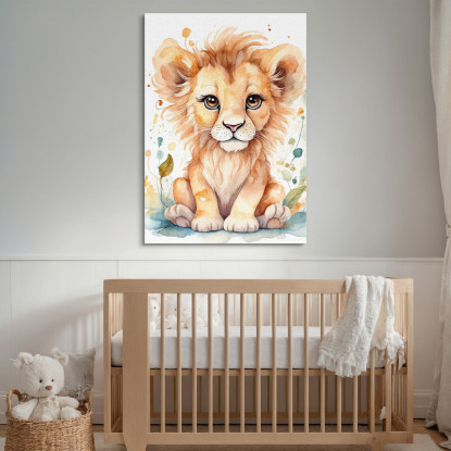 Quadro Per Neonato Decorazione Cameretta Cucciolo Di Leone Con Sguardo Dolce bana19 quadro stampato su tela