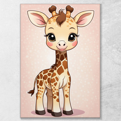 Quadro Per Nursery Decorazione Cameretta Piccola Giraffa Felice banb1 quadro stampato su tela