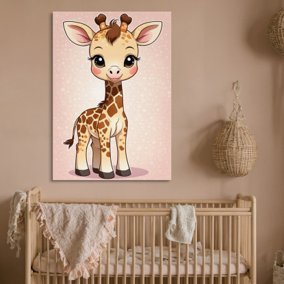 Quadro Per Nursery Decorazione Cameretta Piccola Giraffa Felice banb1 quadro stampato su tela