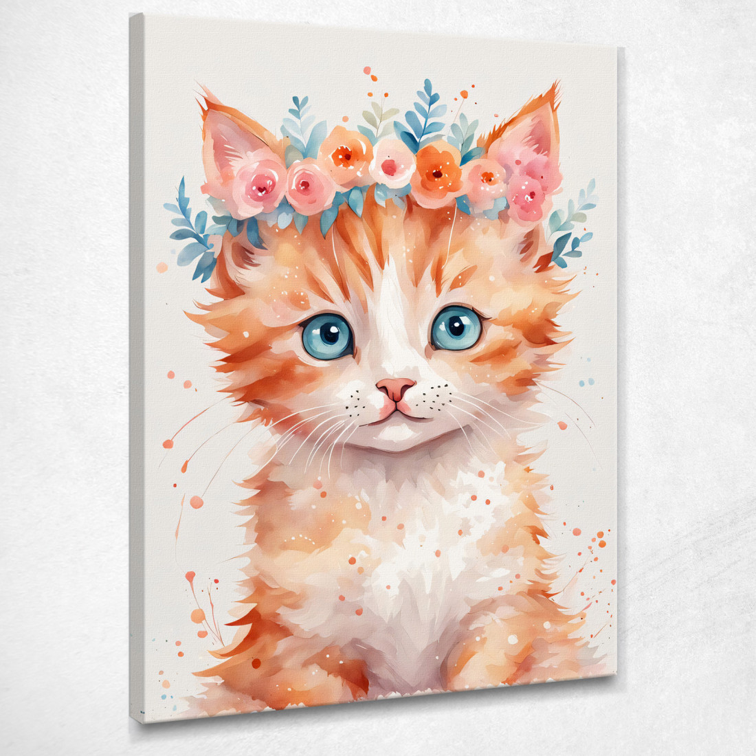 Decorazione Nursery Quadro Per Bimbo E Bimba Gattino Adorabile Con Fiori Colorati banb2 quadro stampato su tela Decorazione Nursery Quadro Per Bimbo E Bimba Gattino Adorabile Con Fiori Colorati banb2 quadro stampato su tela