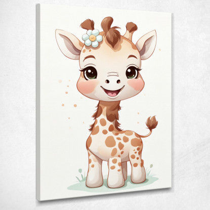 Quadro Per Bambino Decorazione Cameretta Piccola Giraffa Con Fiore banb5 quadro stampato su tela