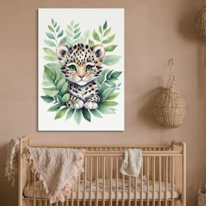 Quadro Per Neonato Decorazione Cameretta Baby Leopardo Con Occhi Verdi banb19 quadro stampato su tela