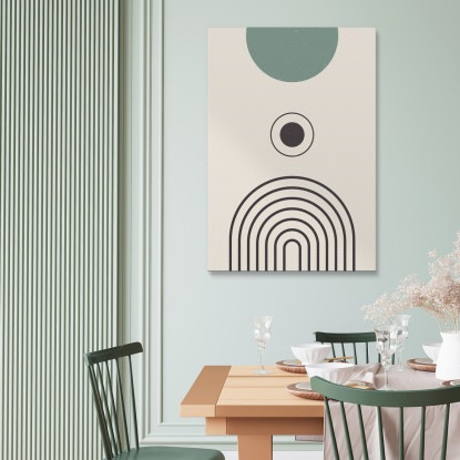 Quadro Boho Chic Minimal Linee Astratte Con Cerchio Verde bho9 quadro stampato su tela