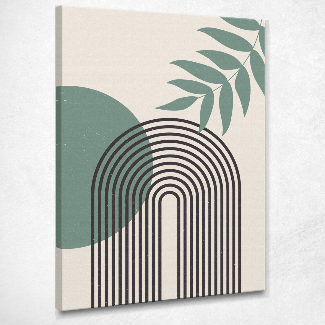 Quadro Boho Chic Minimal Minimalismo Verde Con Foglie E Cerchi bho17 quadro stampato su tela Quadro Boho Chic Minimal Minimalismo Verde Con Foglie E Cerchi bho17 quadro stampato su tela