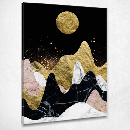 Quadro Boho Chic Minimal Montagne Di Marmo Con Luna Dorata bho18 quadro stampato su tela