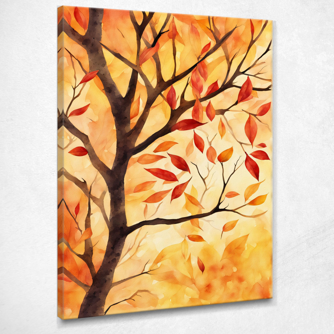 Quadro Botanico Moderno Albero Autunnale Con Foglie Rosse E Arancioni btn1 quadro stampato su tela