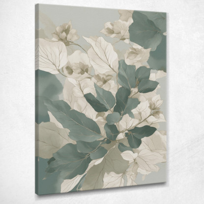 Quadro Botanico Moderno Astratto Botanico Foglie In Verde E Bianco btn2 quadro stampato su tela