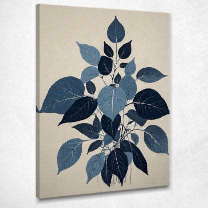 Quadro Botanico Moderno Eleganti Foglie Minimaliste Blu btn13 quadro stampato su tela