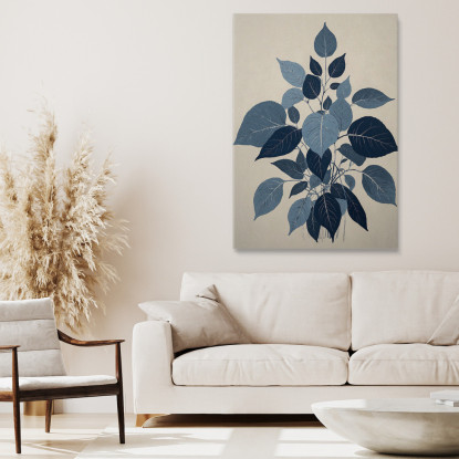 Quadro Botanico Moderno Eleganti Foglie Minimaliste Blu btn13 quadro stampato su tela