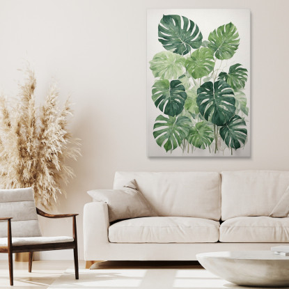 Quadro Botanico Moderno Foglie Di Monstera Acquerello Minimalista btn20 quadro stampato su tela