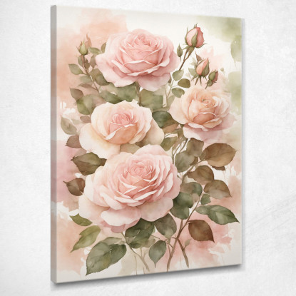 Quadro Botanico Moderno Rose Acquerellate In Tinte Rosate btn38 quadro stampato su tela