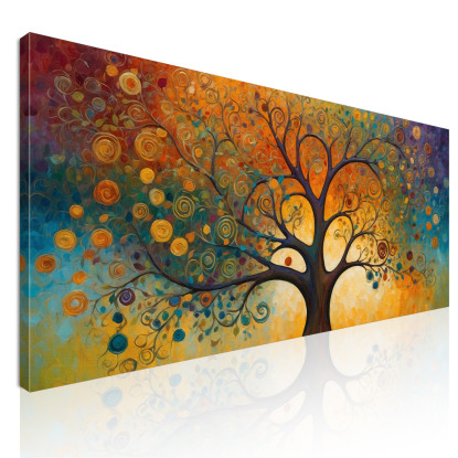 Quadro Botanico Albero Della Vita Con Motivi Astratti E Colori Vivaci bow2 quadro stampato su tela