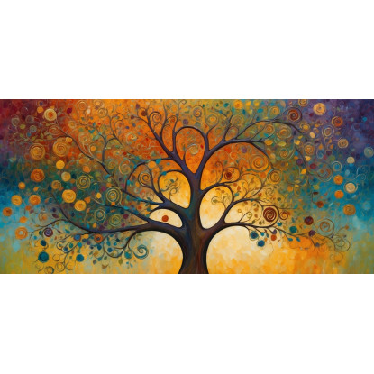 Quadro Botanico Albero Della Vita Con Motivi Astratti E Colori Vivaci bow2 quadro stampato su tela