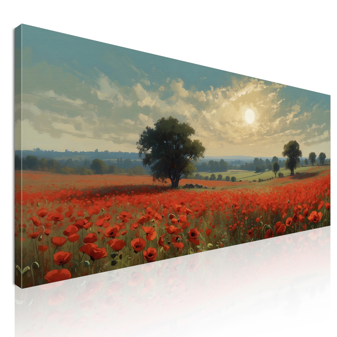 Quadro Botanico Campo Di Papaveri Al Tramonto bow9 quadro stampato su tela Quadro Botanico Campo Di Papaveri Al Tramonto bow9 quadro stampato su tela