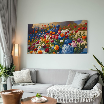 Quadro Botanico Esplosione Di Colori In Giardino Fiorito bow15 quadro stampato su tela