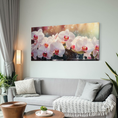 Quadro Botanico Orchidee Bianche E Rosa Con Gocce D'Acqua bow24 quadro stampato su tela