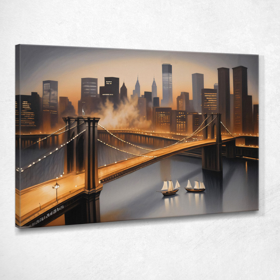 Quadro Moderno Città Astratto Skyline Di New York E Ponte Di Brooklyn Illuminato Al Tramonto ct27 quadro stampato su tela Quadro Moderno Città Astratto Skyline Di New York E Ponte Di Brooklyn Illuminato Al Tramonto ct27 quadro stampato su tela