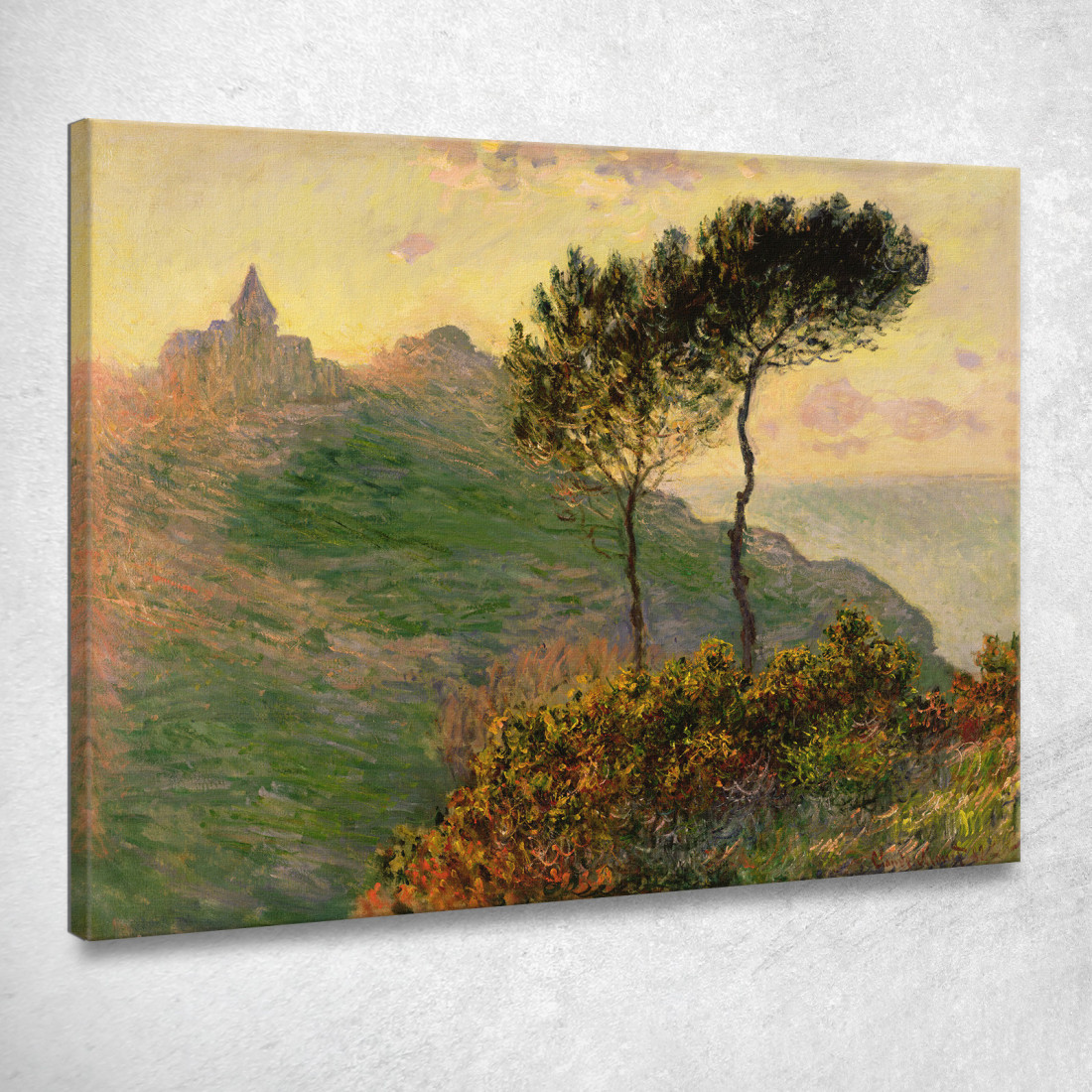 La Chiesa Di Varengeville Contro Il Tramonto 1882 Claude Monet mnt72 quadro stampato su tela La Chiesa Di Varengeville Contro Il Tramonto 1882 Claude Monet mnt72 quadro stampato su tela