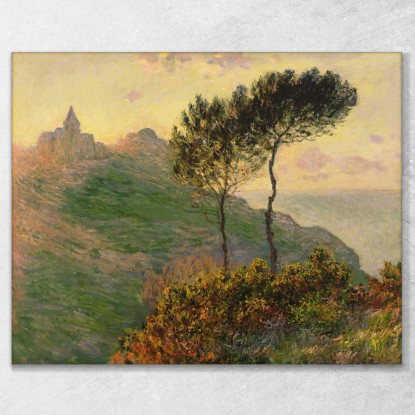 La Chiesa Di Varengeville Contro Il Tramonto 1882 Claude Monet mnt72 quadro stampato su tela