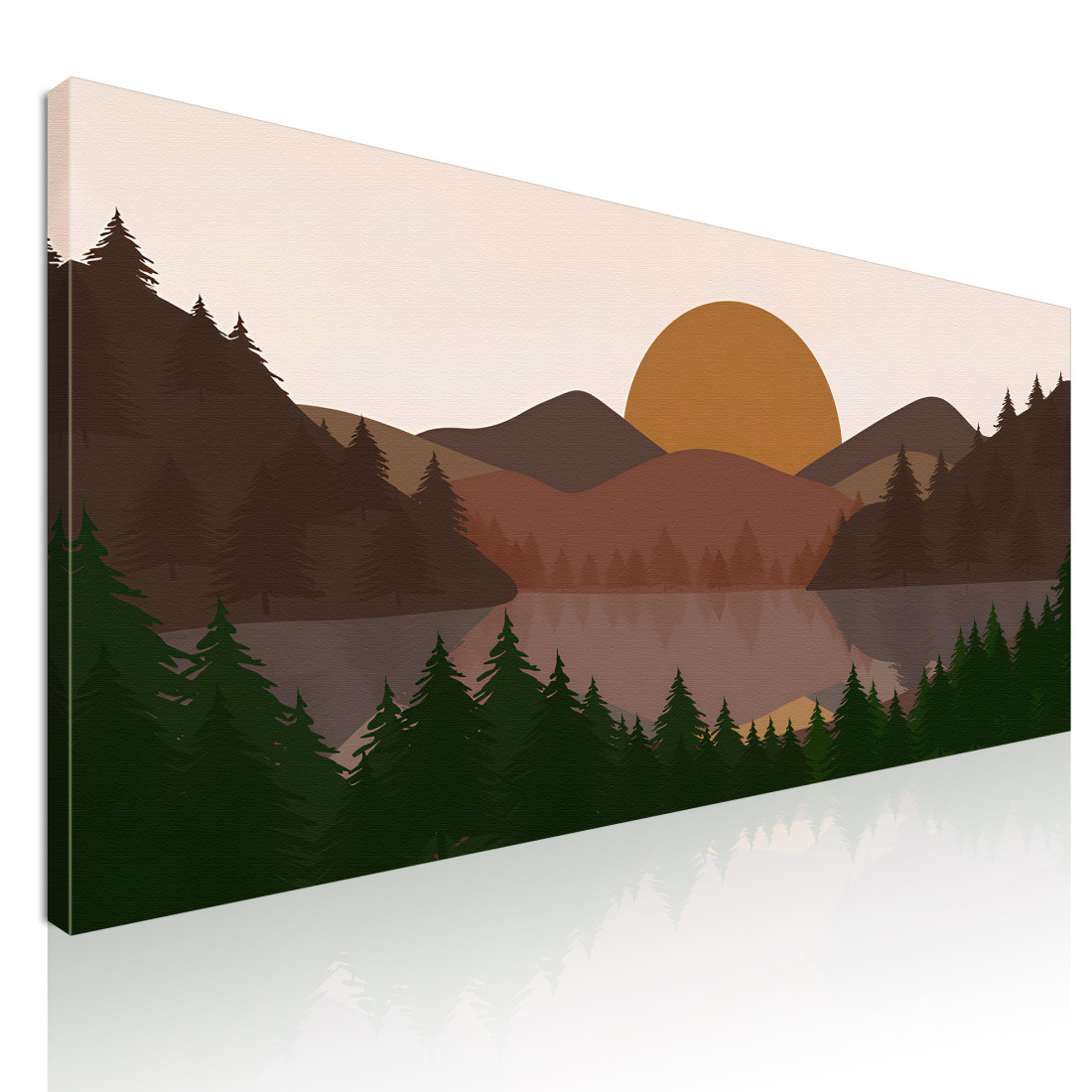 Quadro Boho Chic Illustrazione Paesaggio Collina Al Tramonto Con Alberi E Lago bol13 quadro stampato su tela Quadro Boho Chic Illustrazione Paesaggio Collina Al Tramonto Con Alberi E Lago bol13 quadro stampato su tela