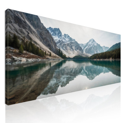 Quadro Montagne Paesaggio Mozzafiato Del Lago Di Montagna Con Riflessi A Specchio mow3 quadro stampato su tela