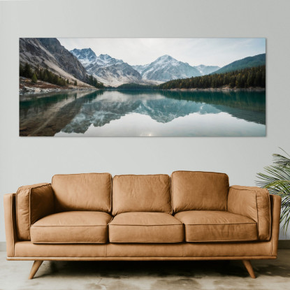 Quadro Montagne Paesaggio Mozzafiato Del Lago Di Montagna Con Riflessi A Specchio mow3 quadro stampato su tela