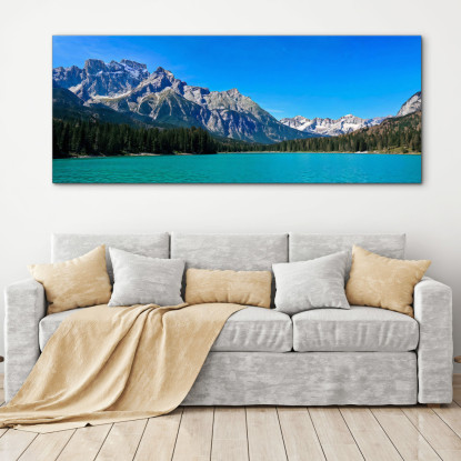 Quadro Montagne Lago Accattivante Con Cime Spettacolari E Cieli Azzurri mow5 quadro stampato su tela