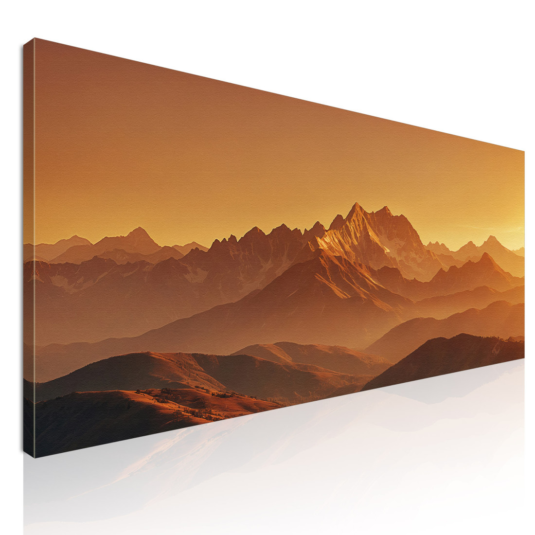 Quadro Montagne Tramonto Dorato Che Proietta Ombre Sulle Creste Delle Montagne mow12 quadro stampato su tela Quadro Montagne Tramonto Dorato Che Proietta Ombre Sulle Creste Delle Montagne mow12 quadro stampato su tela