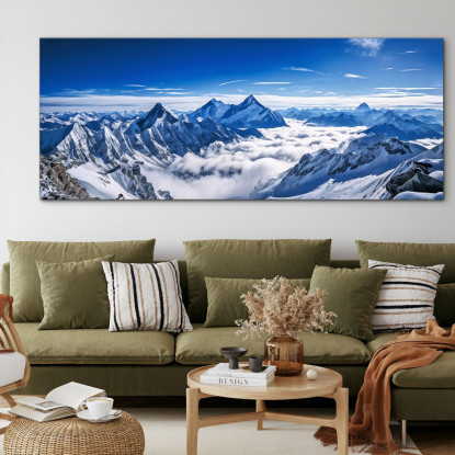 Quadro Montagne Maestose Cime Innevate Dell'Himalaya Una Vista Sopra Le Nuvole mow18 quadro stampato su tela