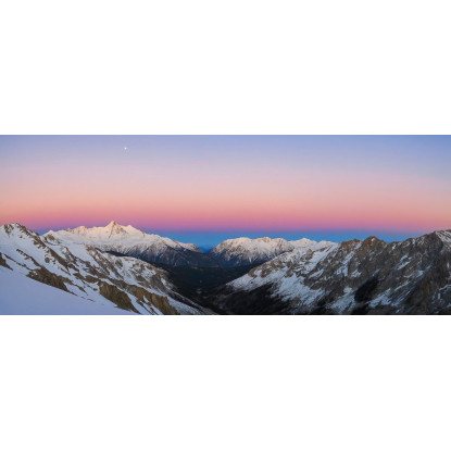 Quadro Montagne Tramonto Pastello Sulla Catena Montuosa Coperta Di Neve mow20 quadro stampato su tela