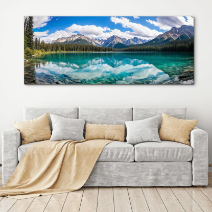 Quadro Montagne Lago Sereno Con Acqua Cristallina Che Riflette Montagne Aspre mow21 quadro stampato su tela