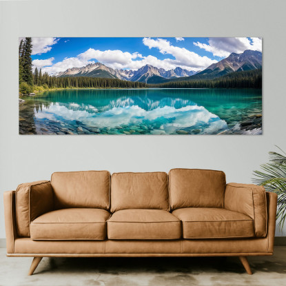 Quadro Montagne Lago Sereno Con Acqua Cristallina Che Riflette Montagne Aspre mow21 quadro stampato su tela