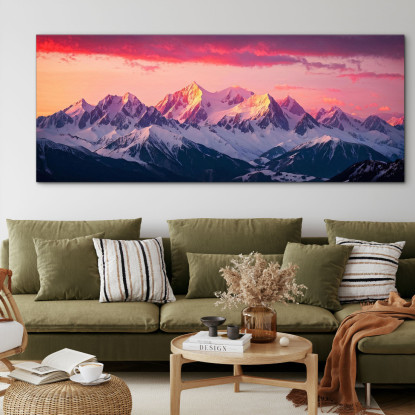 Quadro Montagne Alba Sulle Maestose Montagne Innevate mow32 quadro stampato su tela