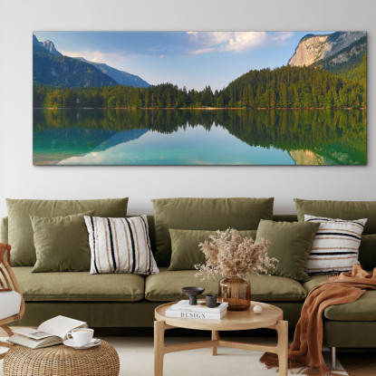 Quadro Montagne Lago Tranquillo Con Splendidi Riflessi Montani mow38 quadro stampato su tela